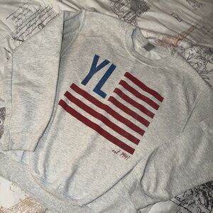 Gildan Gray USA American Flag Sweatshirt